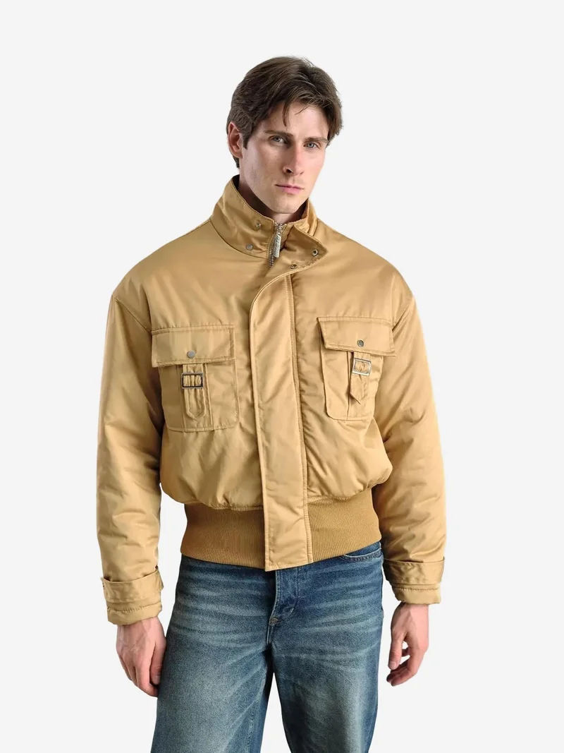 Giesto Natural GIESTO Pocket Detailed Jacket with Zipper Closure for Men | Best Price UAE